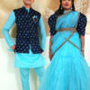 Family Matching Dress Set MOTHER DAUGHTER SON FATHER Twinning Dress IBI-9991BG SKY BLUE Traditional Family Matching Dress for Birthday Theme