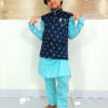 Boy Birthday Dress IBI-9991BY Sky Blue Kurta Pajama Modi Jacket Set