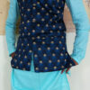 Men Dress IBI-9991MN Sky Blue Navy Blue Kurta Pajama Modi Jacket Set for Men