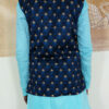 Men Dress IBI-9991MN Sky Blue Navy Blue Kurta Pajama Modi Jacket Set for Men