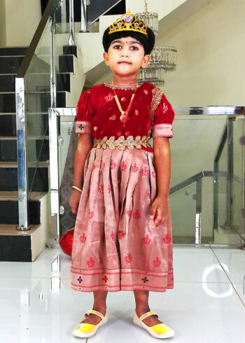 Girl Baby 1st Birthday Dress IBI-9993GL Red Gold Silk Gown