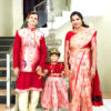 Family Matching Dress Set MOTHER DAUGHTER SON FATHER Twinning Dress IBI-9993BG Red Gold Traditional Family Matching Dress for Birthday Theme