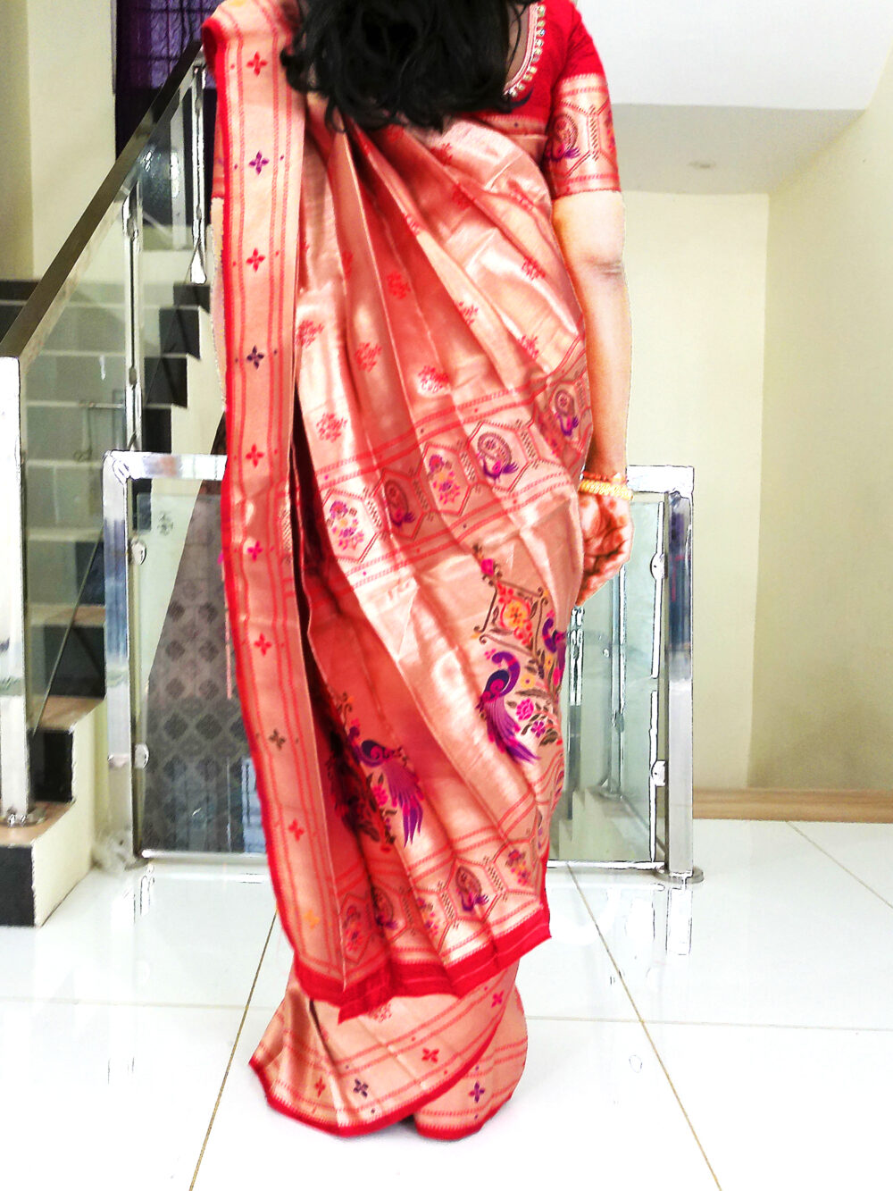 Saree IBI-9993WMN Red Gold Silk saree