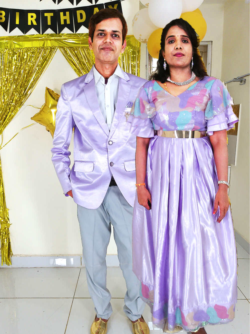 Family Matching Dress Set MOTHER DAUGHTER SON FATHER Twinning Dress IBI-9996BG Lavender Western Family Matching Dress for Birthday Theme