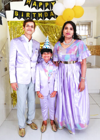 Family Matching Dress Set MOTHER FATHER SON Twinning Dress IBI-9996B Lavender Western Family Combo Dress for Birthday Theme