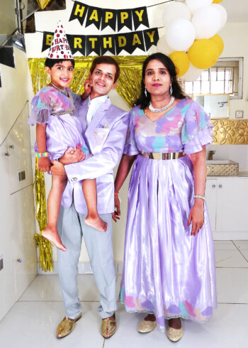 Family Matching Dress Set MOTHER DAUGHTER FATHER Twinning Dress IBI-9996G Lavender Western Family Combo Dress for Birthday Theme