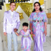 Family Matching Dress Set MOTHER DAUGHTER FATHER Twinning Dress IBI-9997G Lavender Indo Western Family Combo Dress for Birthday Theme