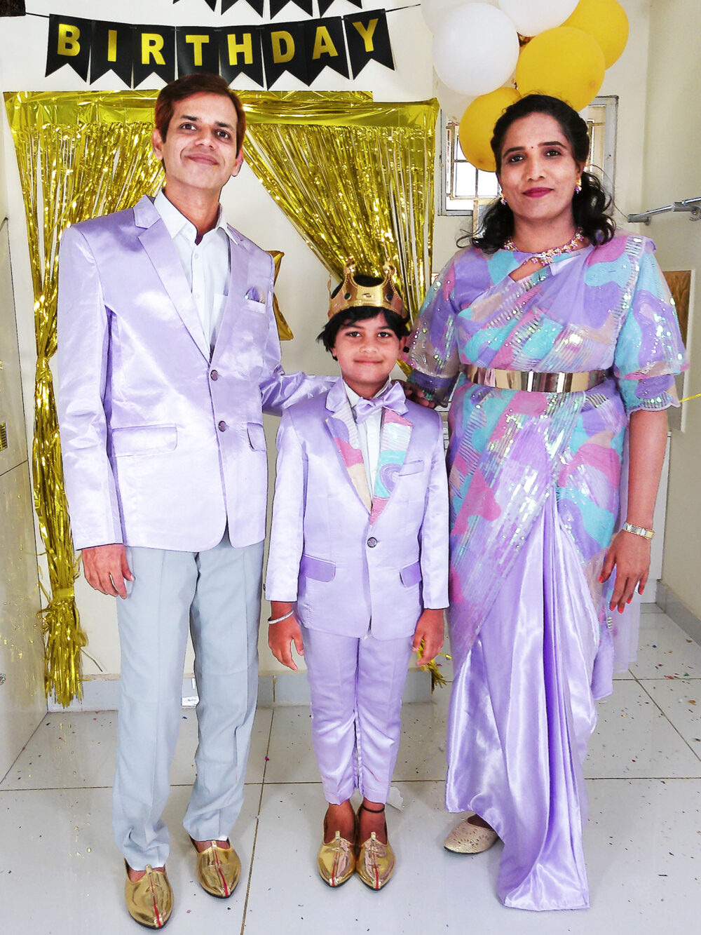 Family Matching Dress Set MOTHER FATHER SON Twinning Dress IBI-9997B Lavender Western Family Combo Dress for Birthday Theme