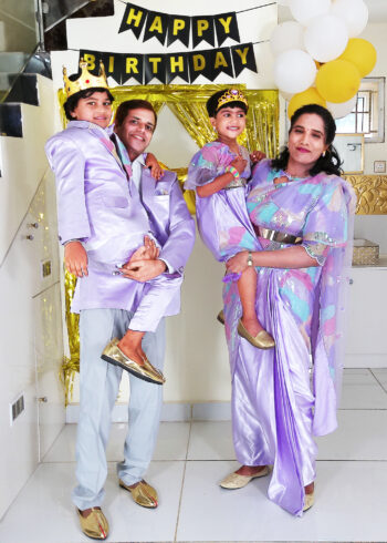 Family Matching Dress Set MOTHER DAUGHTER SON FATHER Twinning Dress IBI-9997BG Lavender Indo Western Family Matching Dress for Birthday Theme