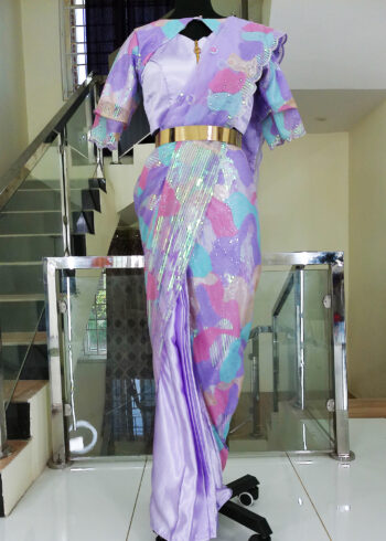 Readymade Saree IBI-9997SRE Lavender 2 Min Ready to Wear Saree with Stitched Blouse