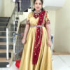 Long Gown IBI-9998WMN Gold Maroon Long Gown for Women