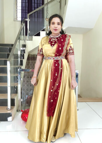 Long Gown IBI-9998WMN Gold Maroon Long Gown for Women