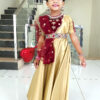 Girl Baby Birthday Dress IBI-9998GL Gold Maroon Girl Birthday Party Dress