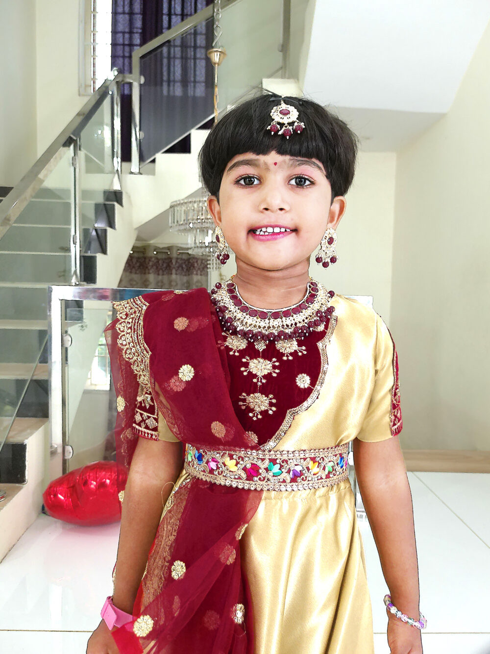 Girl Baby Birthday Dress IBI-9998GL Gold Maroon Girl Birthday Party Dress