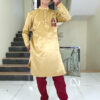 Men Dress IBI-9998MN Gold Maroon Kurta Pajama Set for Men