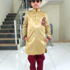 Boy Birthday Dress IBI-9998BY Gold Maroon Kurta Pajama Set