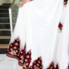 Anarkali Gown for Women IBI-9999WMN Off white Maroon Traditional Anarkali Long Gown