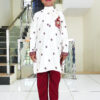 Boy Birthday Dress IBI-9999BY Off White Maroon Kurta Pajama Set