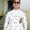 Men Dress IBI-9999MN Off White Maroon Kurta Pajama Set for Men