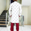 Men Dress IBI-9999MN Off White Maroon Kurta Pajama Set for Men