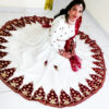 Anarkali Gown for Women IBI-9999WMN Off white Maroon Traditional Anarkali Long Gown