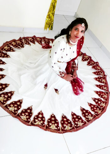 Anarkali Gown for Women IBI-9999WMN Off white Maroon Traditional Anarkali Long Gown