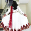 Anarkali Gown for Women IBI-9999WMN Off white Maroon Traditional Anarkali Long Gown