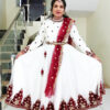 Anarkali Gown for Women IBI-9999WMN Off white Maroon Traditional Anarkali Long Gown