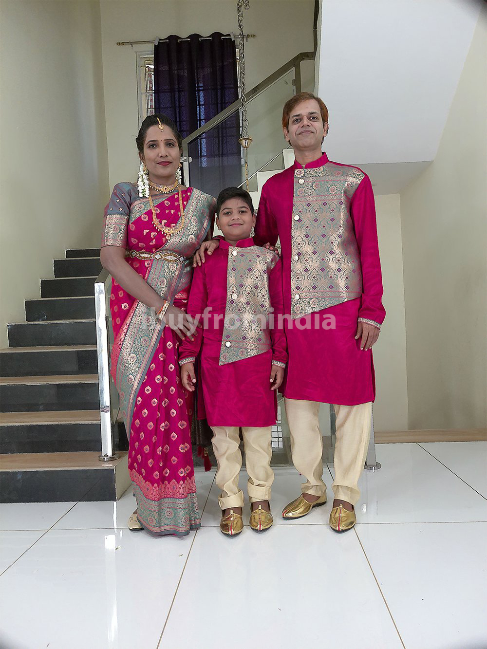 Family Matching Dress Set MOTHER FATHER SON Twinning Dress IBUY-1B Traditional Family Combo Dress for Birthday Theme Naming Ceremony