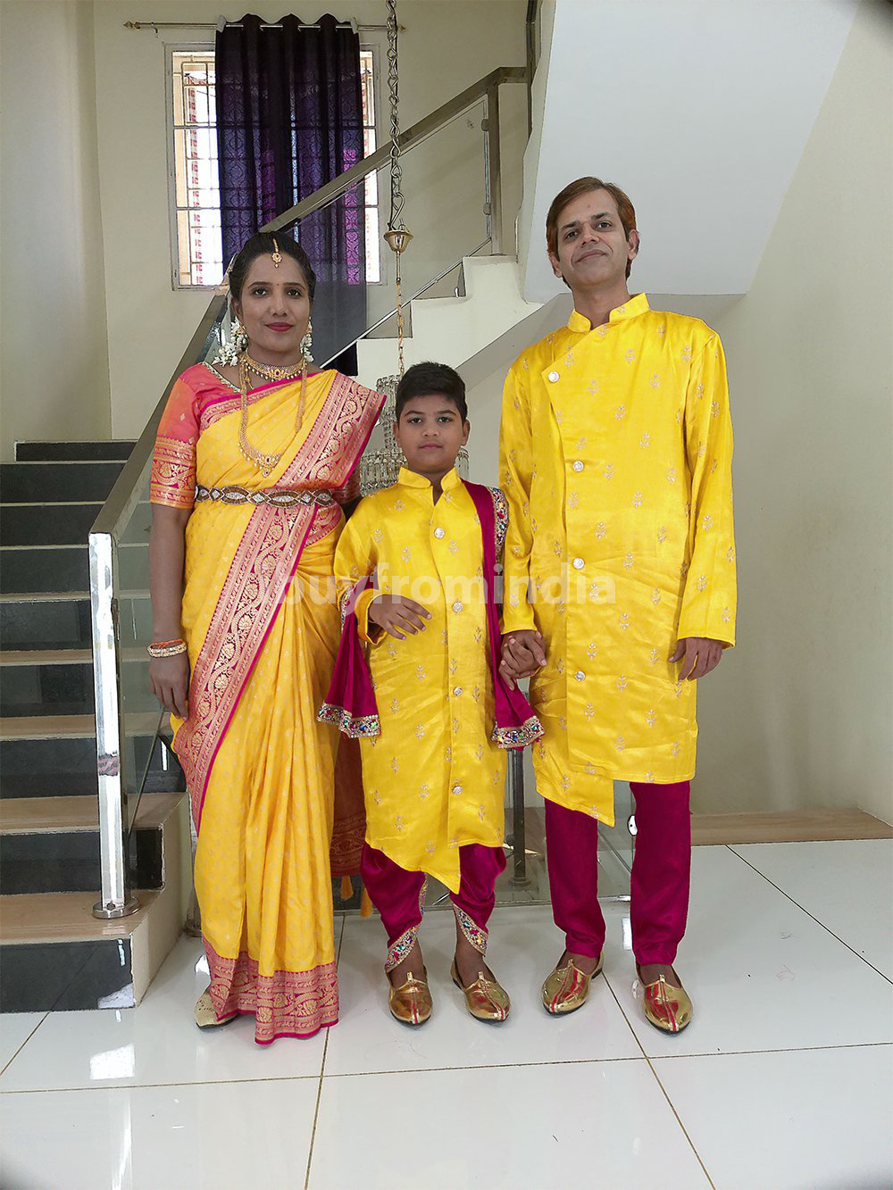 Family Matching Dress Set MOTHER FATHER SON Twinning Dress IBUY-4B Traditional Family Combo Dress for Birthday Theme
