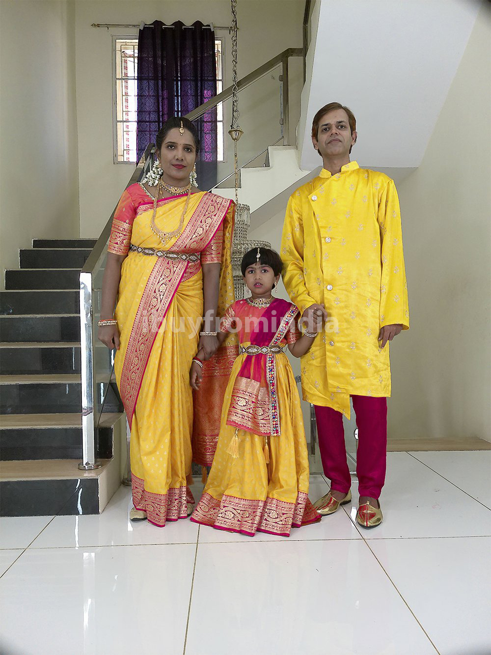 Family Matching Dress Set MOTHER DAUGHTER FATHER Twinning Dress IBUY-4G  Traditional Family Combo Dress for Birthday Theme