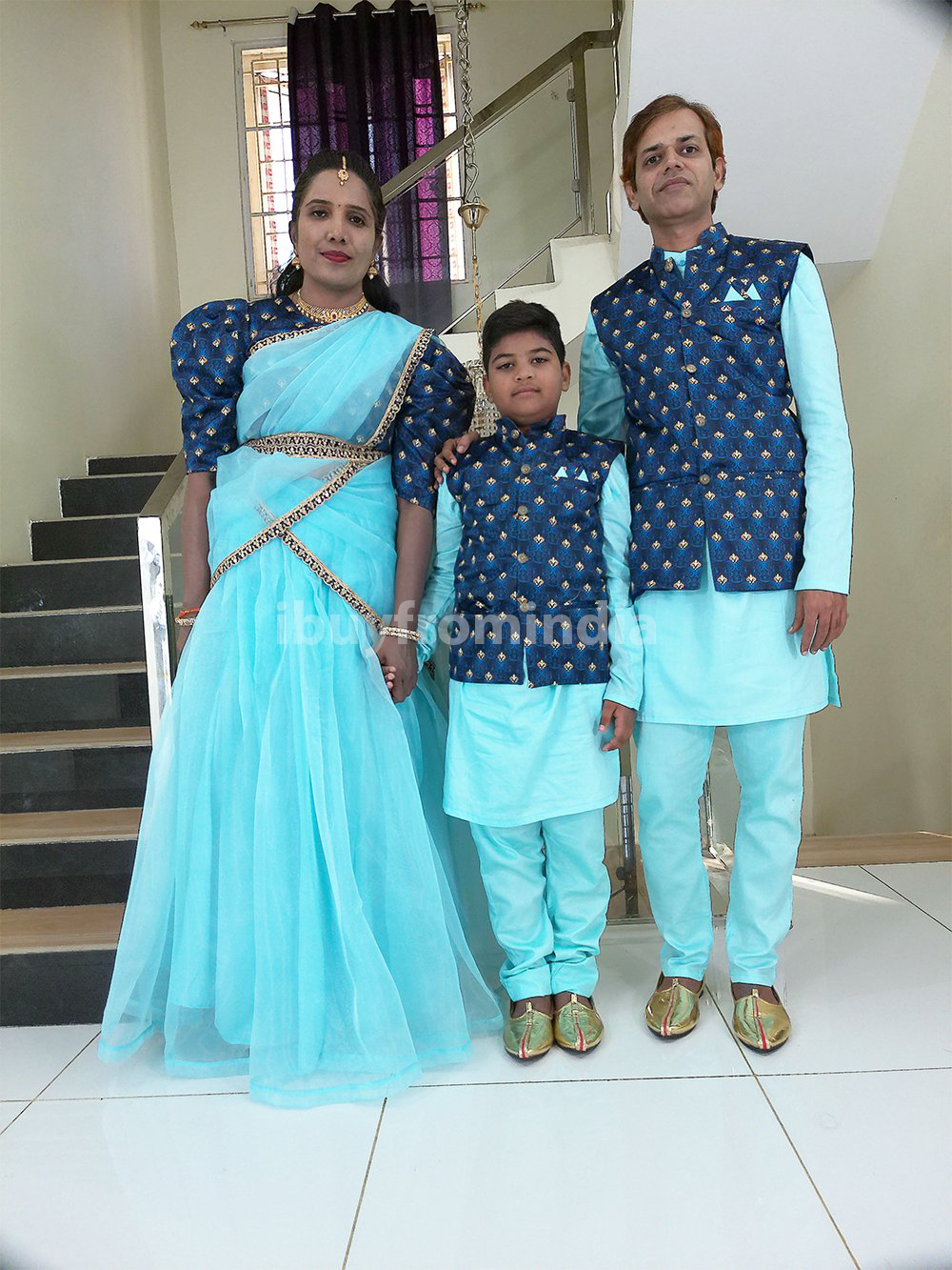 Family Matching Dress Set MOTHER FATHER SON Twinning Dress IBUY-5B Traditional Family Combo Dress for Birthday Theme