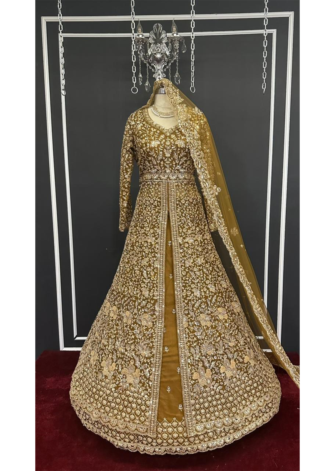 green emerald velvet dress sierra Pakistani indian wedding bridal dresses mehndi nikkah outfits usa uk  – Pakistani Designer Dresses main image 1