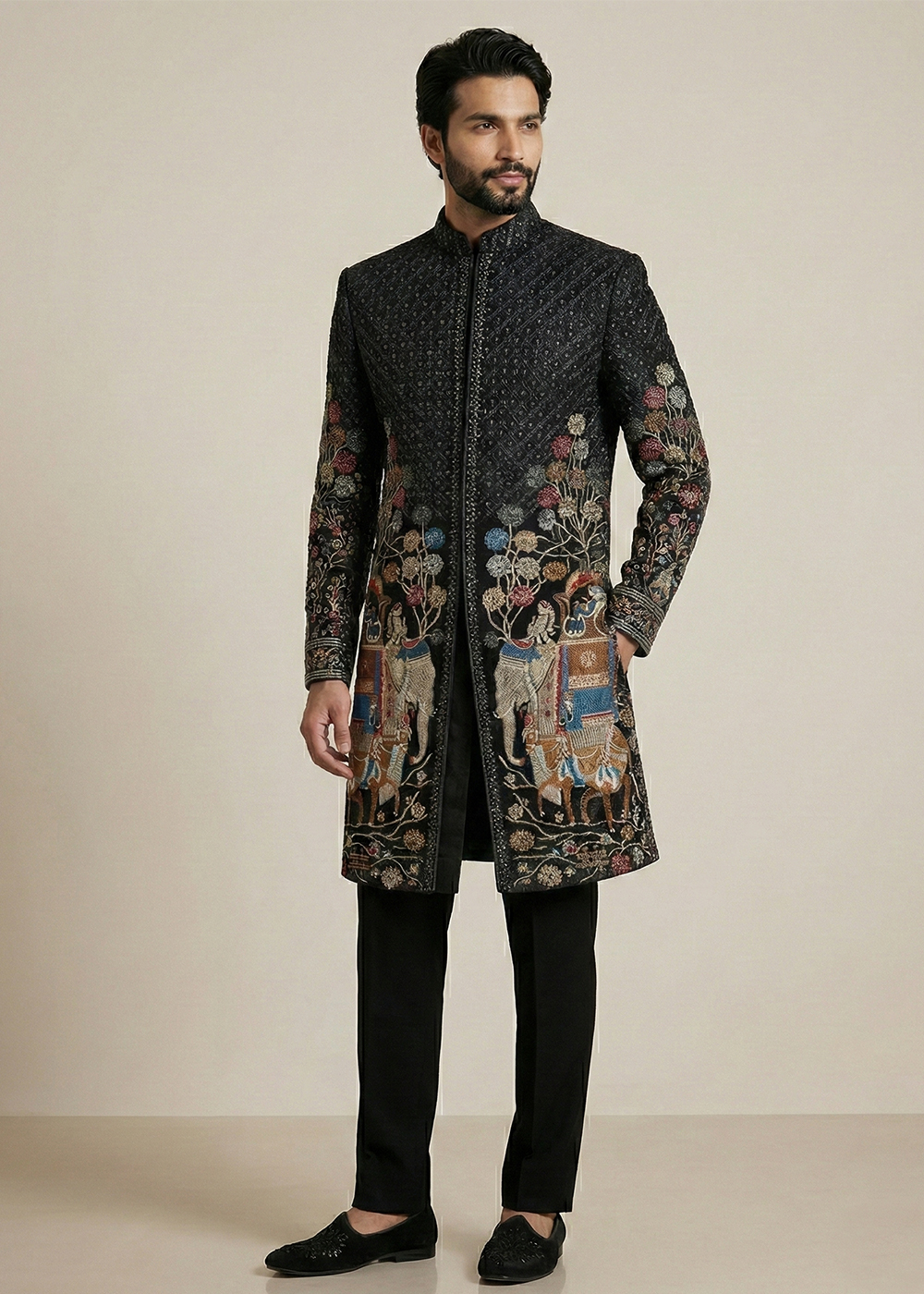 men-indo-western-dress-RKL-IW-15668-223565-4 Indo Western Dress For Men Black RKL-IW-15668-223565 Men Reception Dress